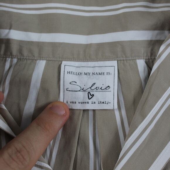 Frank Eileen Shirt Women Large Silvio Untuckable Button Up Striped Quiet Luxury - Picture 4 of 9